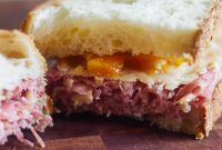 Salami Sandwich with Parmesan Crisps and Zesty Mostarda