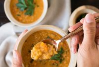 Creamy Coconut Red Lentil Soup with Warm Spices