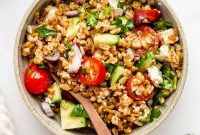 Mediterranean Farro Salad with Feta, Cucumber & Olives
