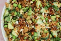 Crispy Rice Salad with Crunchy Veggies and Tangy Dressing