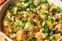 Chicken Meatballs in Creamy Thai Green Curry Sauce