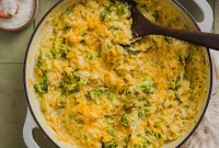 Creamy Broccoli Cheddar Orzo Bake with Parmesan Crust