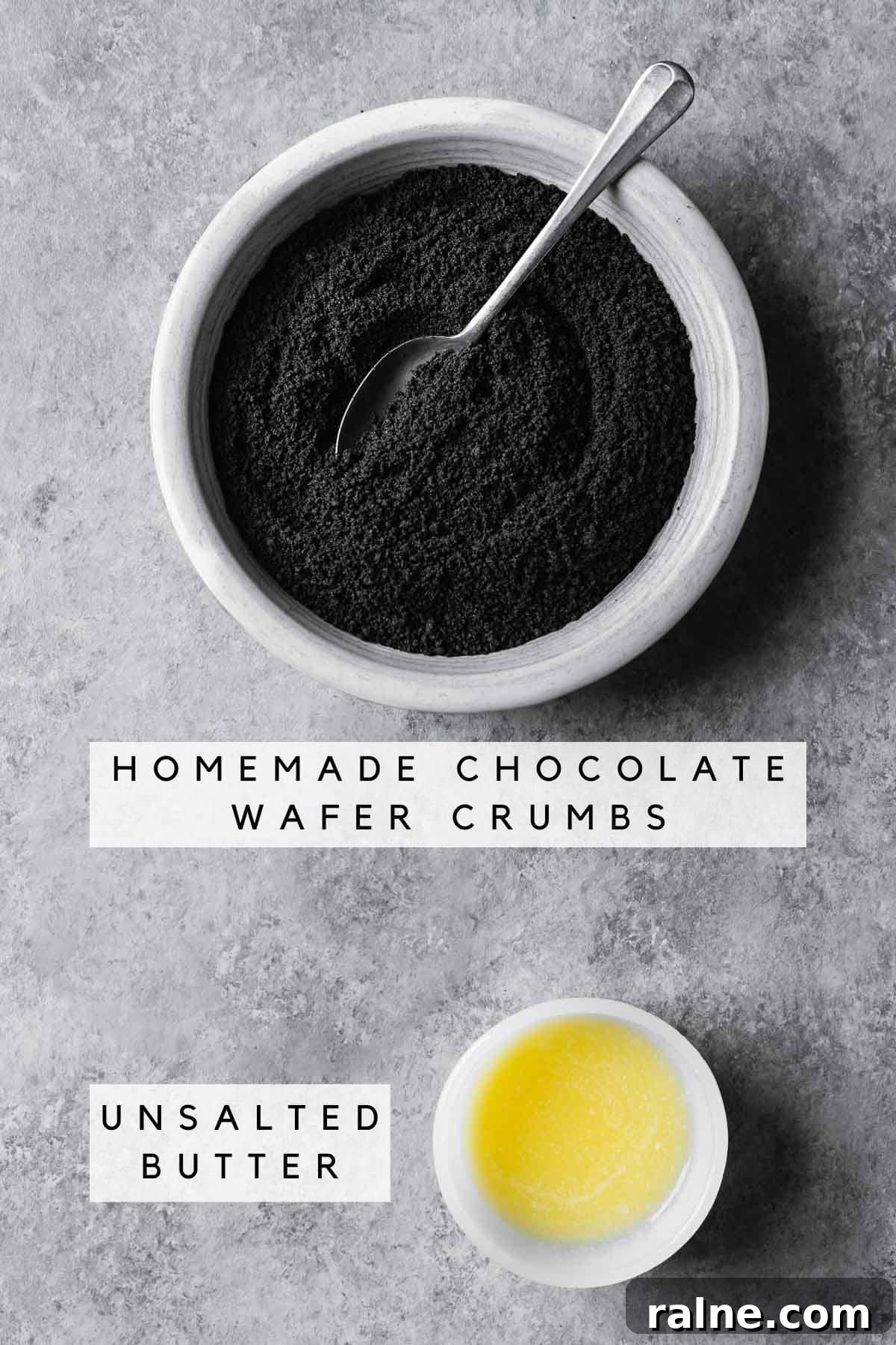 Chocolate Cookie Crust Recipe for Perfect Pie and Cheesecake 4 Cookie crumbs and melted butter for wafer cookie crust.