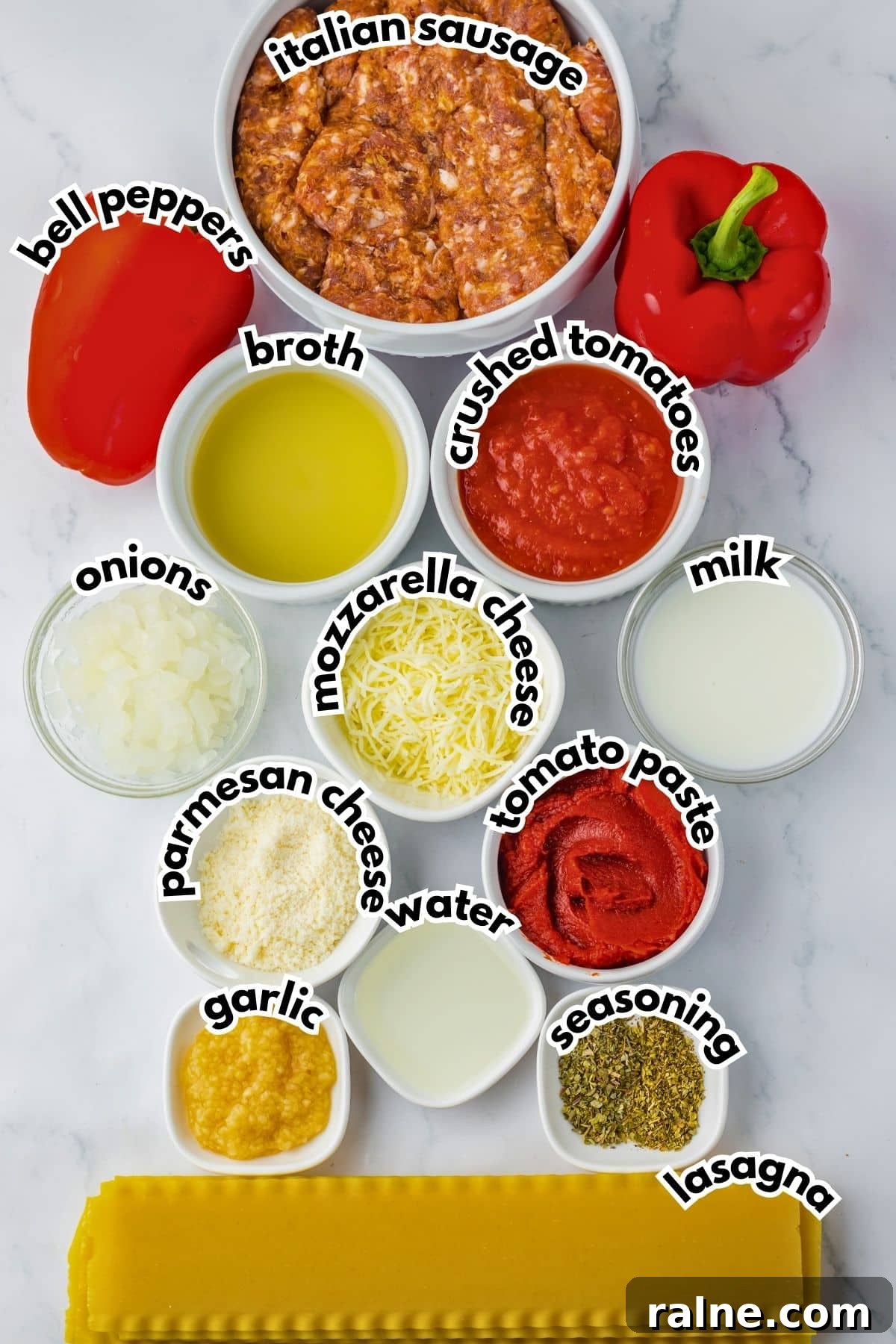 Bowls of ingredients on a counter.