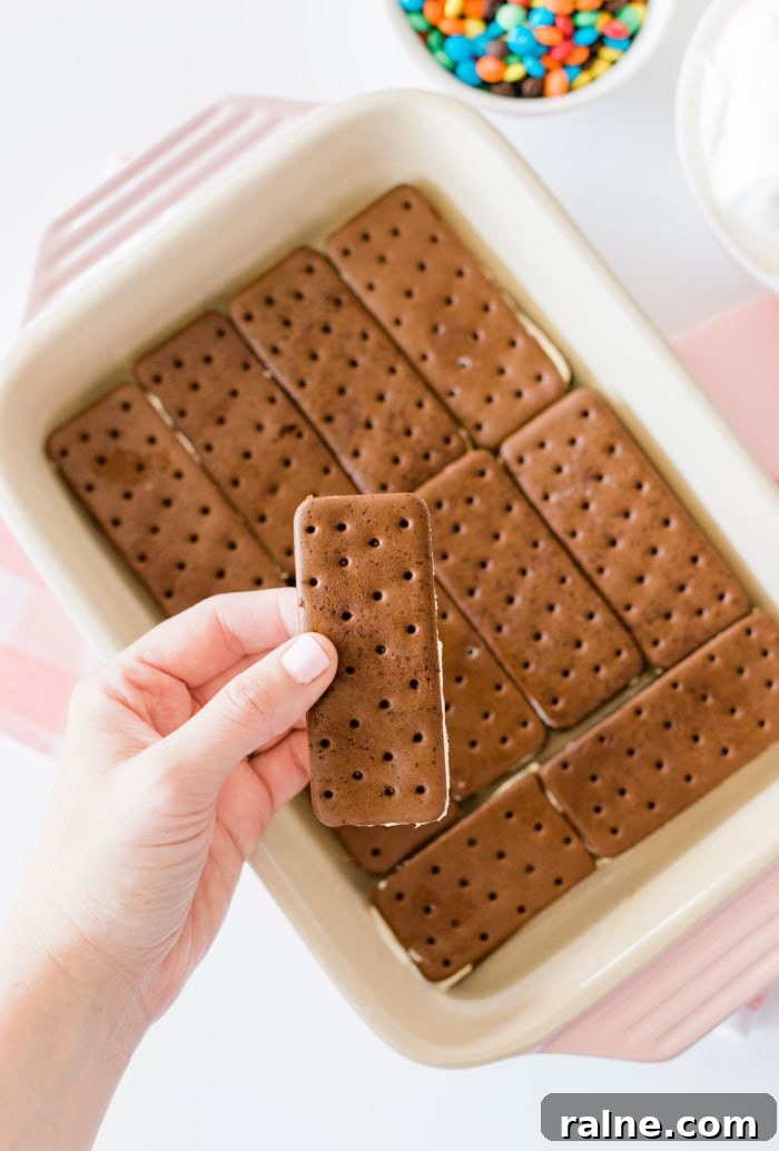Adding ice cream sandwich to pan