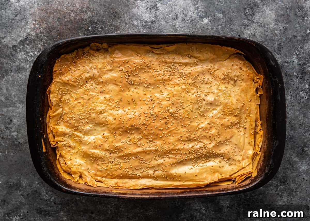 Tiropita: Authentic Greek Cheese Pie Recipe & Tips 12 overhead: freshly baked tiropita recipe