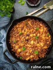 Swedish cabbage dish in a cast iron skillet