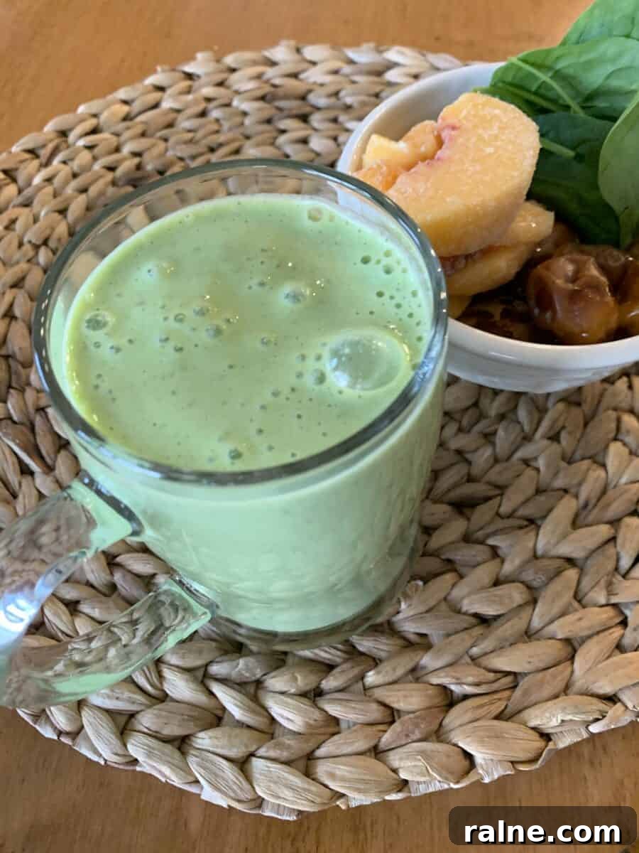 Refreshing Sweet Green Smoothie Recipe for Energy and Glow 3 Smoothie and ingredients placed next to each other.