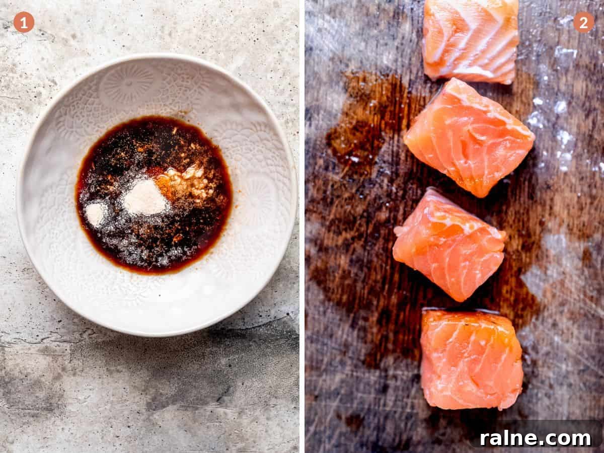 30-Minute Teriyaki Salmon Stir-Fry Recipe for Busy Weeknights 4 Salmon stir fry marinade in a bowl.