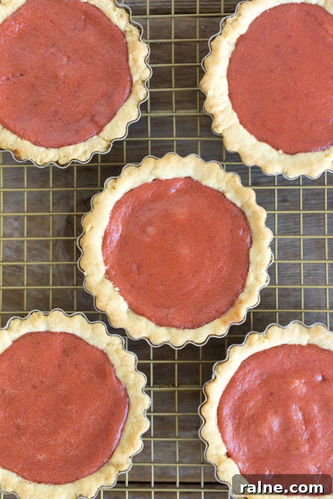 Strawberry Rhubarb Curd Tartlets Recipe for Tangy Spring Desserts 16 Fresh baked Strawberry Rhubarb Curd Tartlets