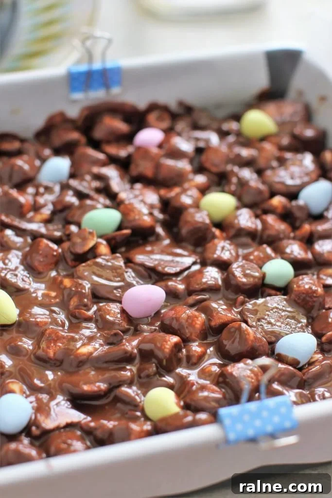 No-Bake Rocky Road Bars Recipe — Quick Chocolate Marshmallow Squares 4 Pan of fudgy Rocky Road Bars
