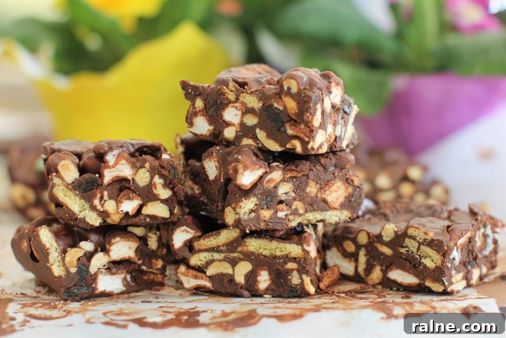 No-Bake Rocky Road Bars Recipe — Quick Chocolate Marshmallow Squares 6 Rocky Road Bars - a Delicious Classic