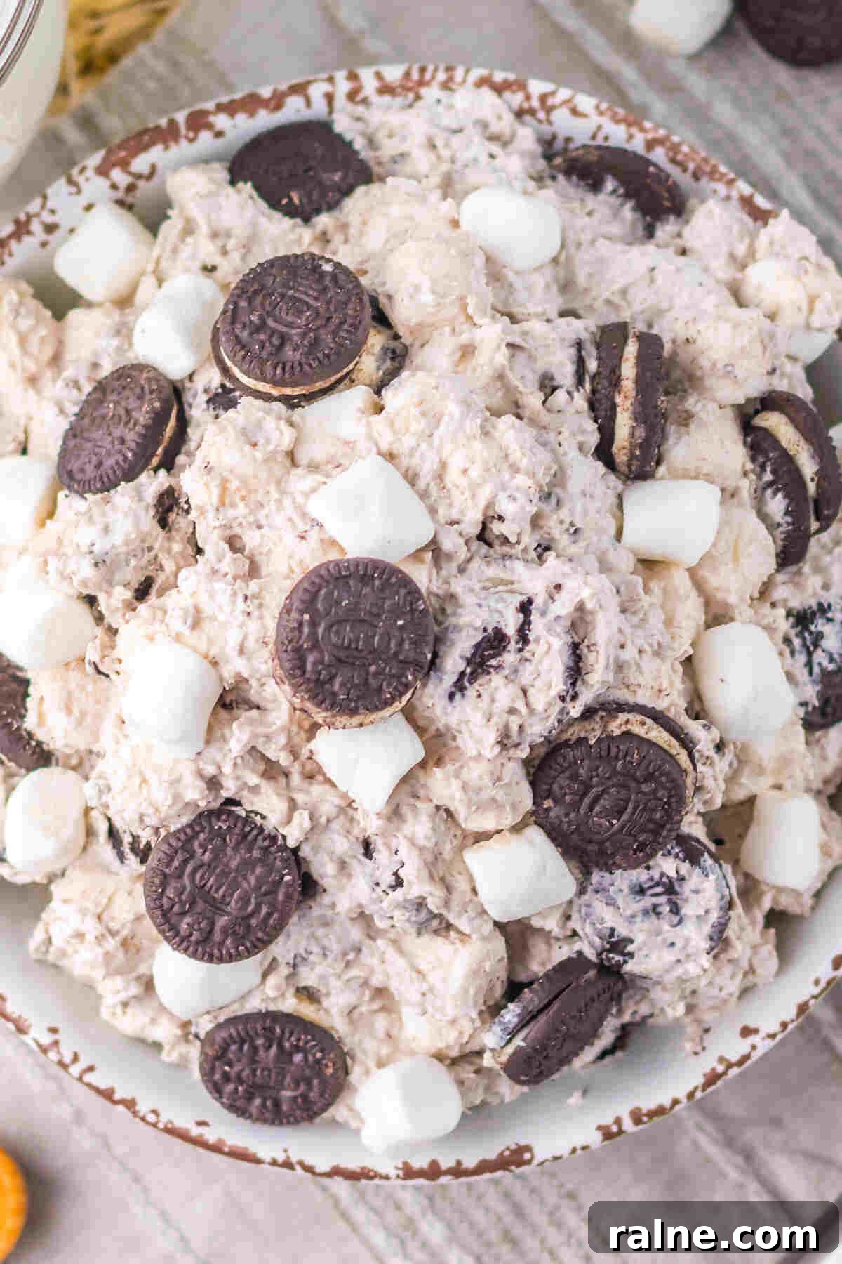 Creamy Oreo Fluff Dessert Recipe: No-Bake Oreo Delight 7 the finished dessert ready to be served.