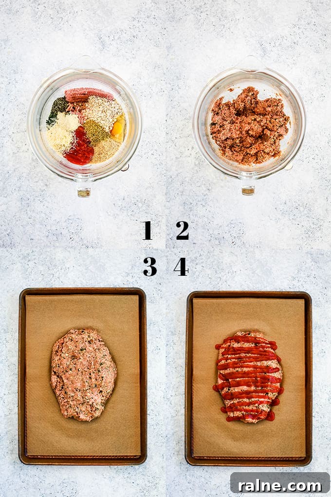 Turkey Meatloaf How to Make Turkey Meatloaf, steps 1-4.