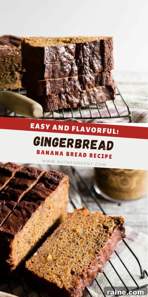 Gingerbread Banana Bread Recipe: Spiced Loaf with Molasses 8 Gingerbread Banana Bread pin for Pinterest.