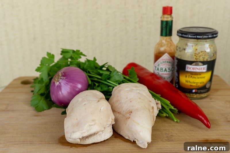Creamy Chicken Salad Recipe Without Celery — Flavorful & Simple 4 Main ingredients of this chicken salad recipe