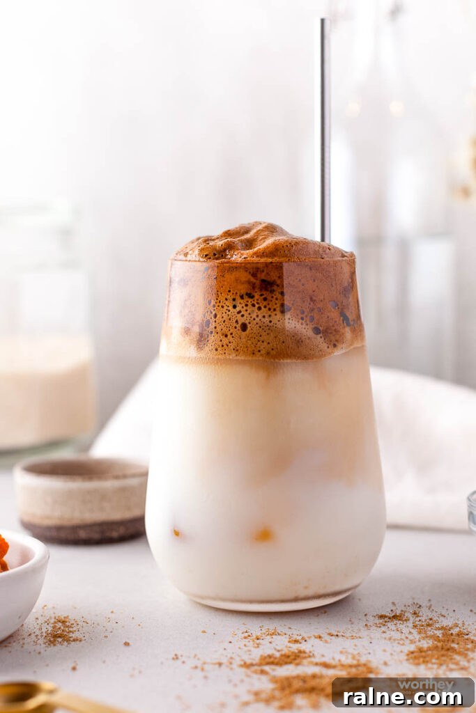 whipped pumpkin drink in clear glass