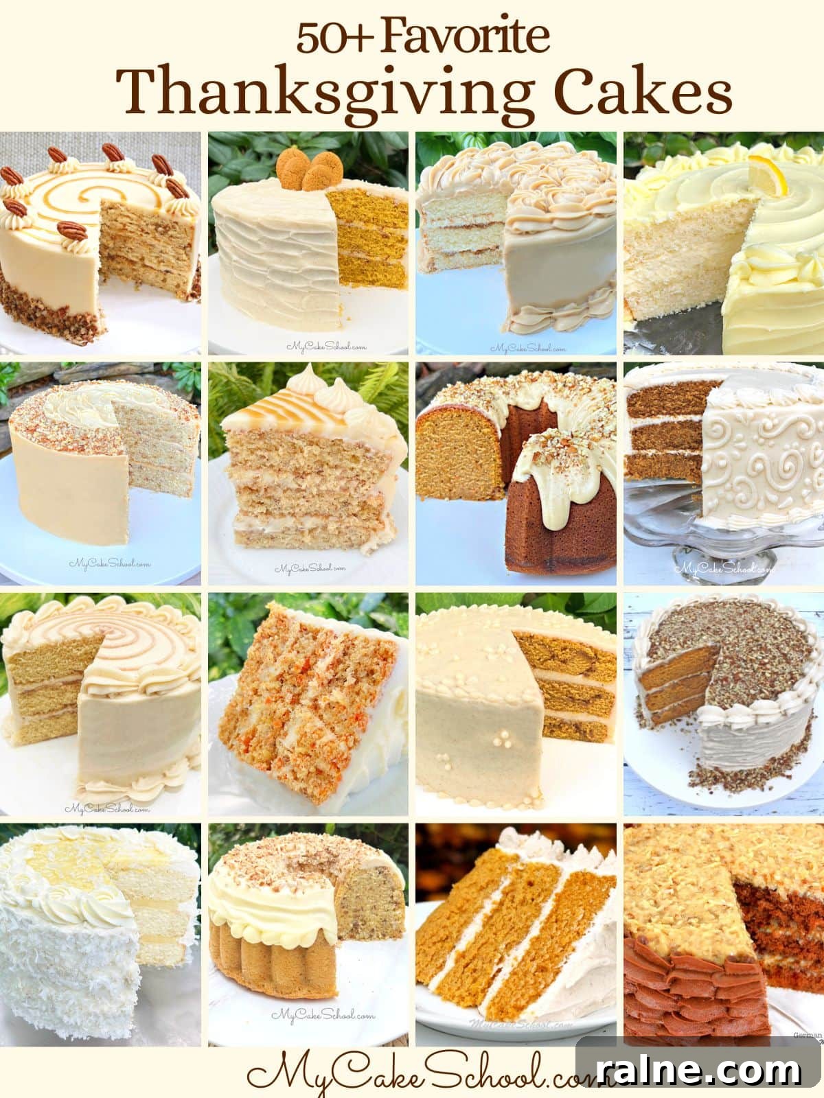 60+ Thanksgiving Cake Recipes for Festive Desserts and Sweets 2 Assortment of Thanksgiving cakes