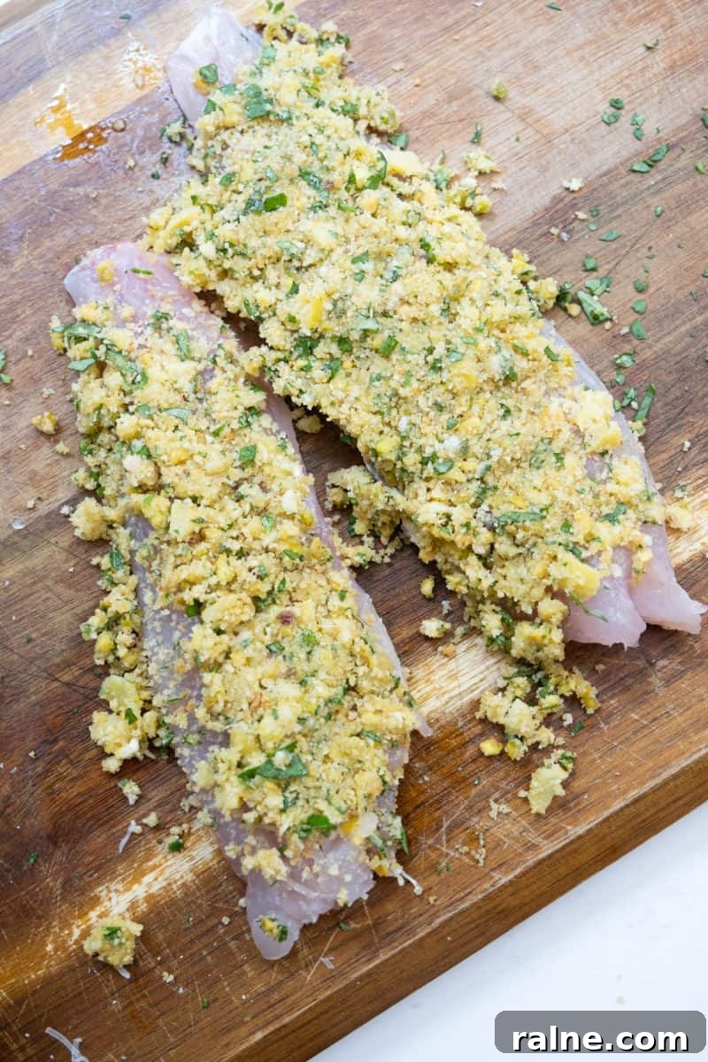 Crispy Lemon Pistachio Crusted Snapper with Herbed Butter 4 lemon pistachio crusted fish before cooking