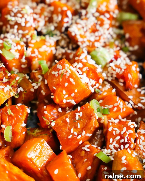 Delicious Sweet Potato Recipes for Every Meal 12 Closeup on chili lime glazed sweet potatoes.