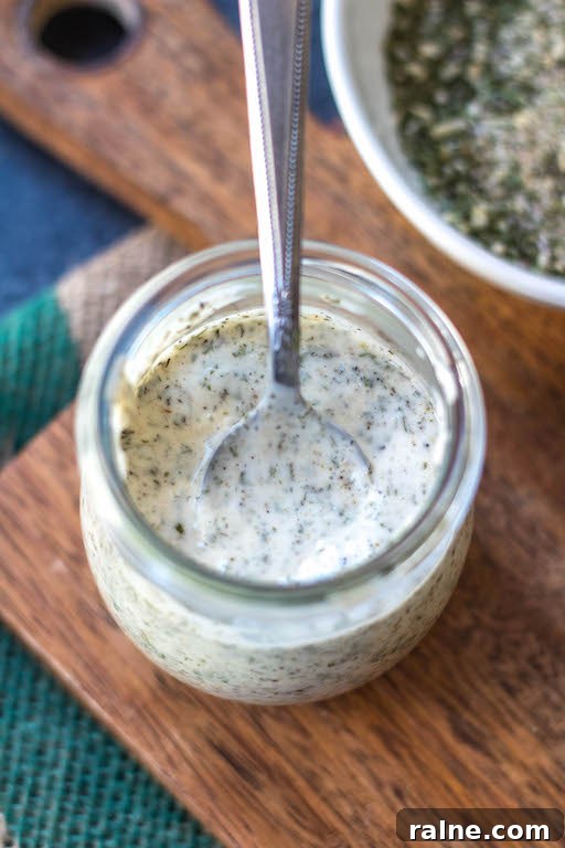 Creamy Dairy-Free Ranch Dressing Recipe | Paleo, Whole30 & Keto-friendly 2 Ranch dressing serving