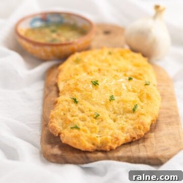 Keto-Friendly Naan Flatbread Recipe: Low-Carb Indian-Style Bread 8 Low carb naan on a cutting board with a bowl of dipping herb oil.