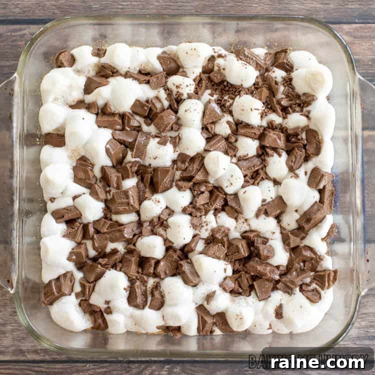 Decadent S'mores Casserole Recipe for Family Desserts 9 baked smores casserole recipe in glass dish