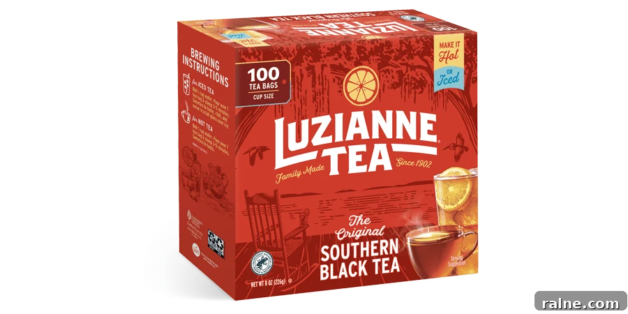 a red box of luzianne original iced tea bags