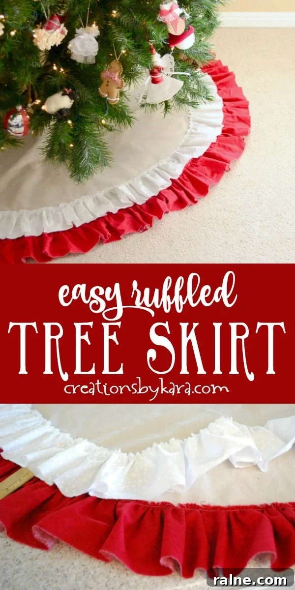 ruffled farmhouse tree skirt tutorial collage