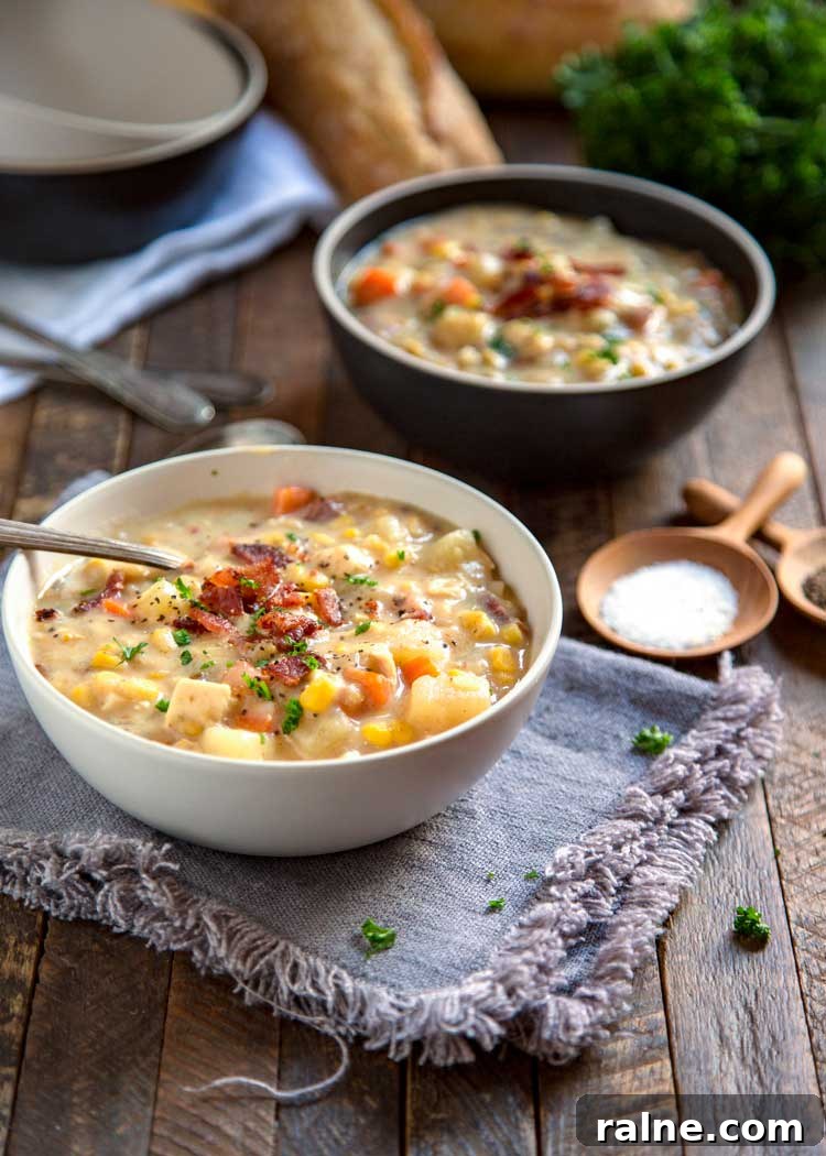 Creamy Slow Cooker Corn Chowder Recipe for Cozy Weeknights 6 2 bowls of vegetarian corn chowder