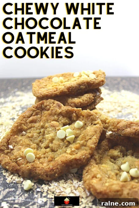 Chewy White Chocolate Oatmeal Cookie Recipe for Soft, Gooey Bites 2 Chewy White Chocolate Oatmeal Cookies. Soft and Chewy on the inside and crispy on the outside, these are the BEST EVER oatmeal cookies, loaded with white chocolate. A simple classic cookie recipe