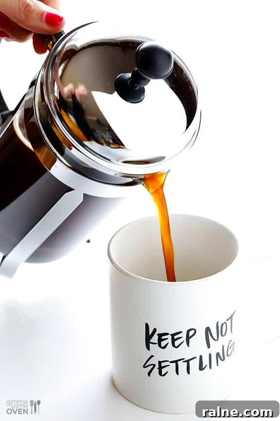Pouring French press coffee