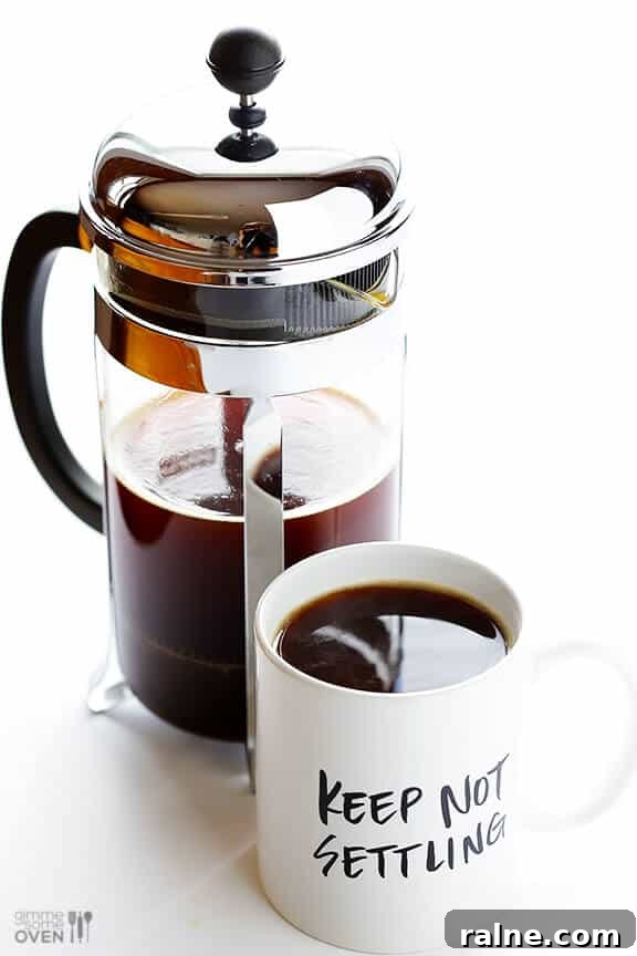 Enjoying French press coffee