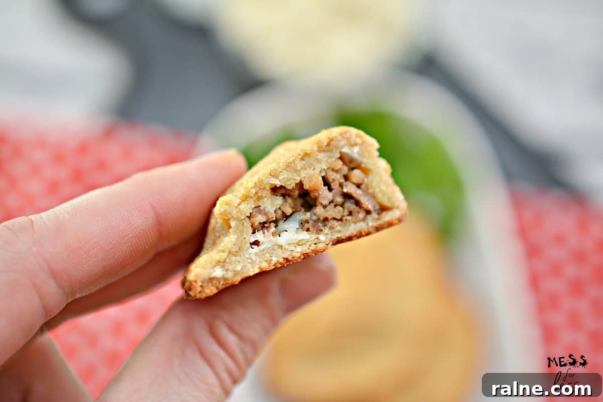 cut open keto empanada