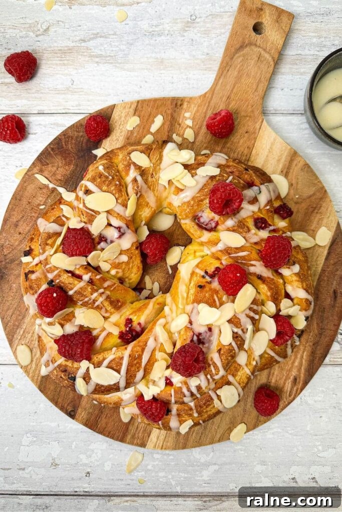 Festive Braided Sourdough Brioche Wreath with Raspberries & Orange Glaze 9 img 28162 9