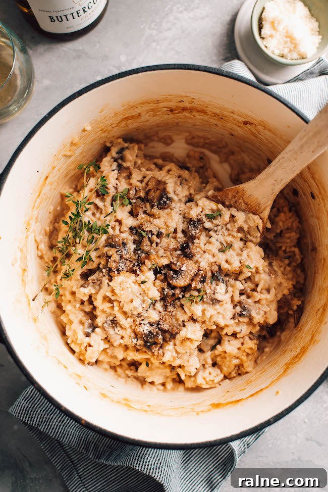pot of mushroom risotto