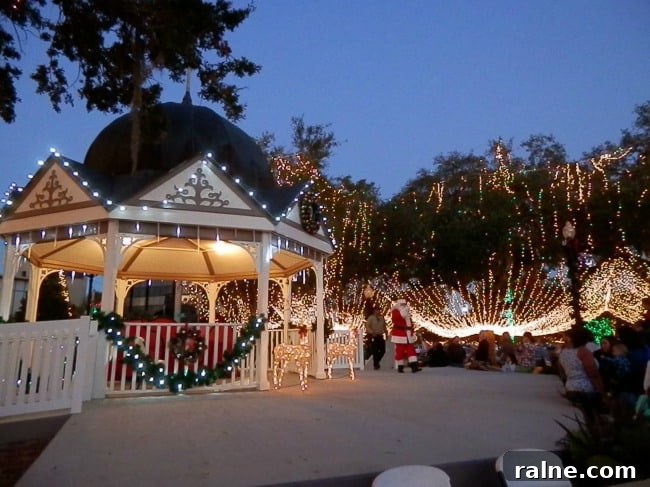 Top Winter Activities in Ocala & Marion County You Can’t Miss 3 A Christmas scene with a crowd of people waiting for Santa.