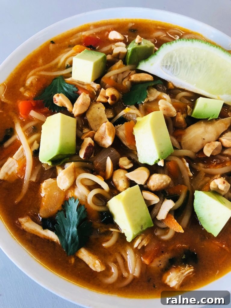Sriracha Chicken Noodle Soup Made in the Slow Cooker 11 Thai Chicken Noodle Soup