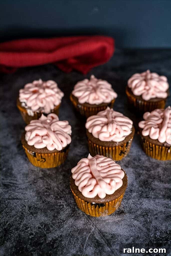 Low-Carb Keto Halloween Recipes for Spooky Low-Sugar Treats 3 brain cupcakes
