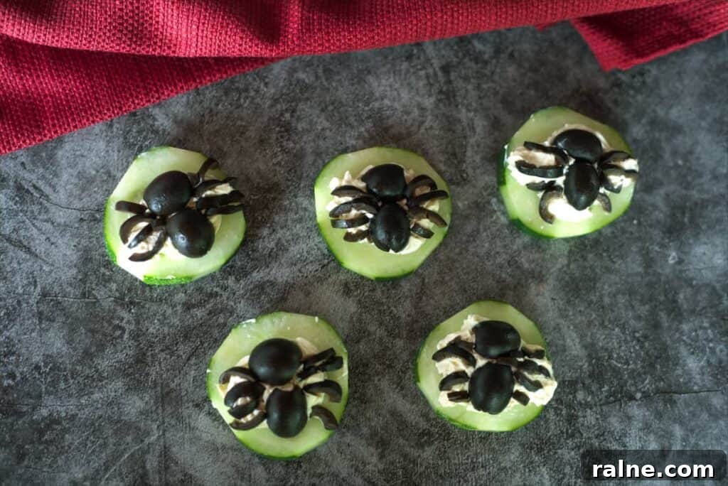 Low-Carb Keto Halloween Recipes for Spooky Low-Sugar Treats 5 cucumber spiders