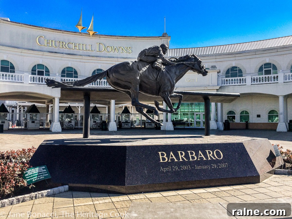 Statue of Barbaro race horse in front of Churchill Downs, home of the Kentucky Derby