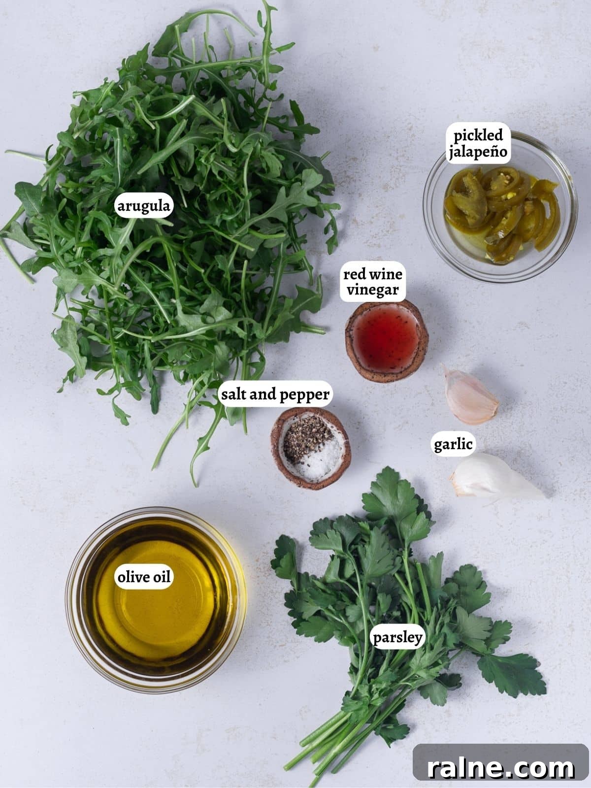 Arugula Chimichurri Sauce Recipe for Grilled Meats & Veggies 3 ingredients needed to make the recipe