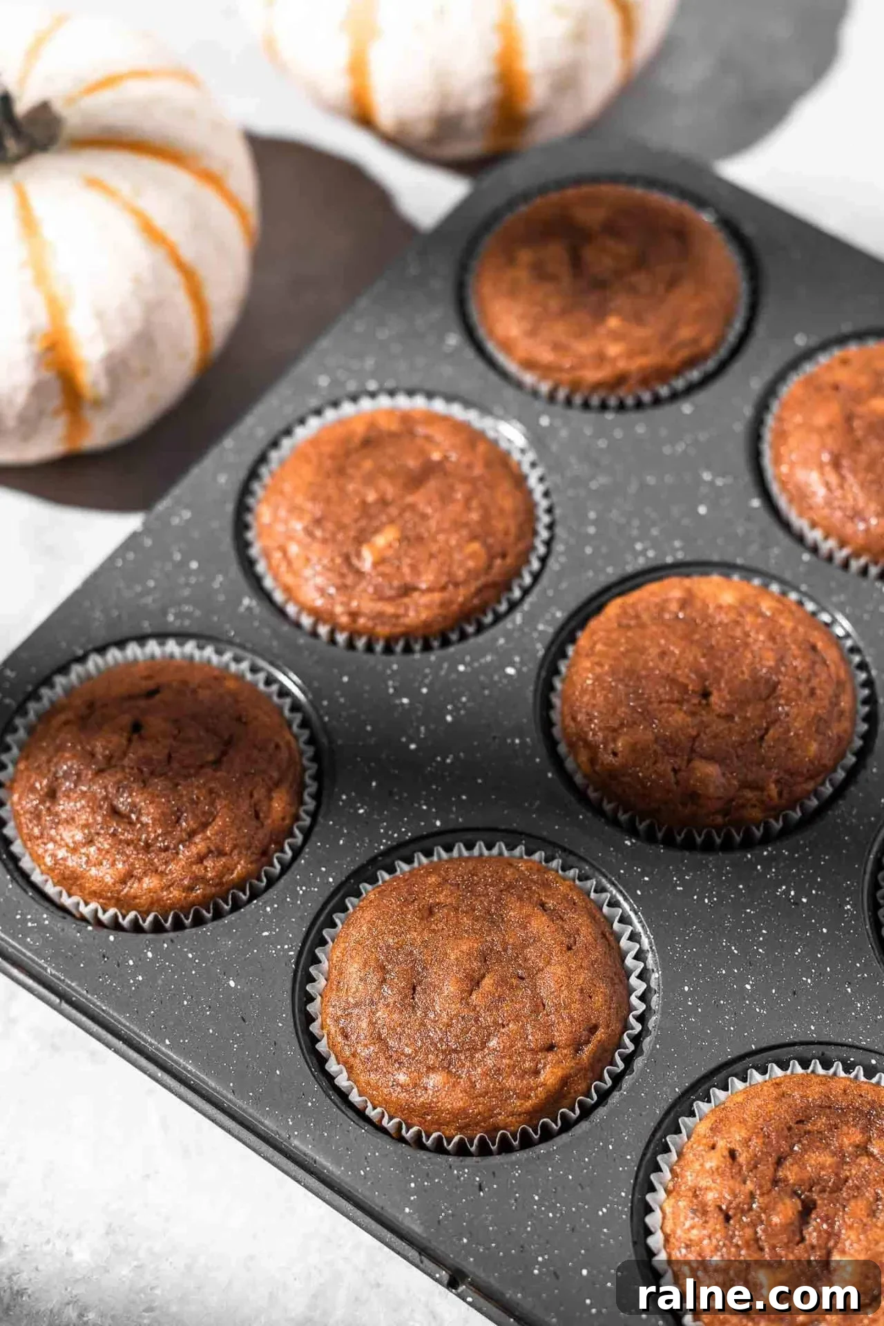Pumpkin Spice Latte Cupcakes: Moist Espresso-Infused Fall Treats 9 baked pumpkin spice latte cupcakes in cupcake tin