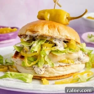 Pepperoncini Grilled Chicken Sandwich on plate.
