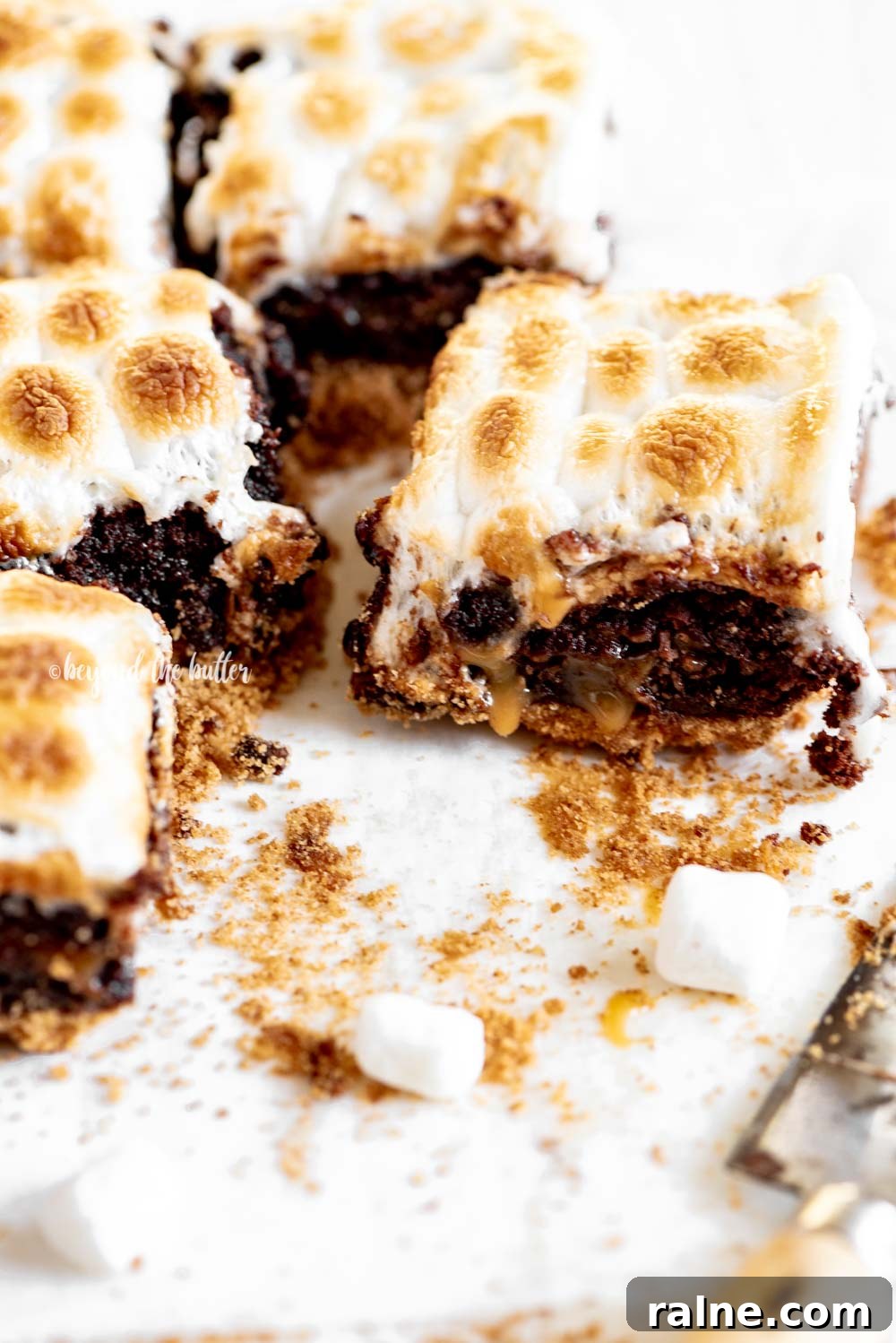 Layered S'mores Brownies Recipe: Gooey Graham, Chocolate & Marshmallow 5 Classic S'mores Brownies | All Images © Beyond the Butter, LLC