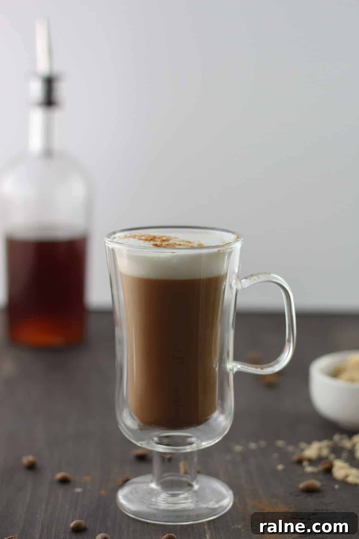 Brown Sugar Simple Syrup Recipe for Cocktails and Coffee 7 A cup of brown sugar syrup latte.
