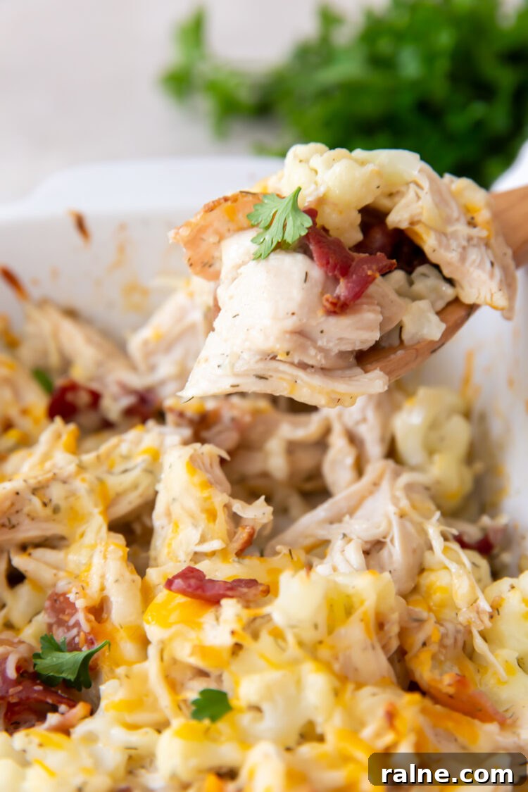 Keto Chicken Bacon Ranch Casserole Recipe for Low-Carb Comfort Meal 2 a scoop of chicken bacon ranch casserole