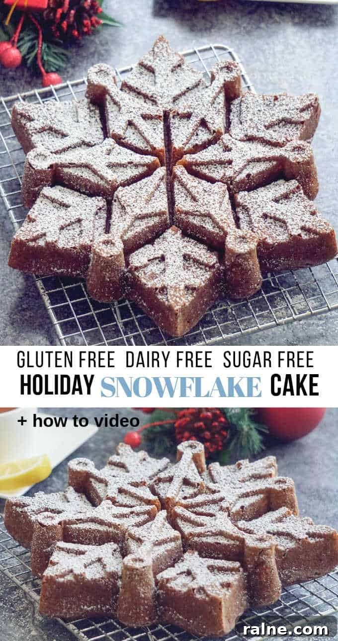 Gluten-Free Dairy-Free Christmas Snowflake Bundt Cake Recipe 4 Christmas Snowflake bundt cake recipe (gluten free, dairy free). This is an easy simple Christmas cake made in a snowflake shaped bundt pan with healthy gluten free, dairy free ingredients. This Christmas bundt cake is soft, moist and full of flavor – perfect if you want a simple gluten free Christmas cake.