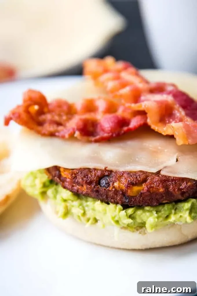 Black Bean Breakfast Burger with Avocado and Chipotle Mayo 6 breakfast black bean burger being prepared