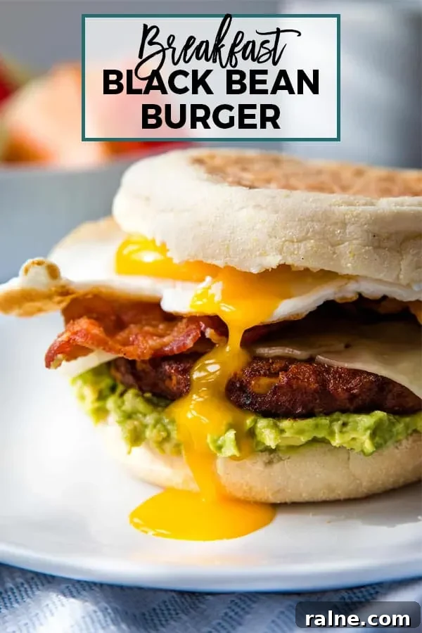 Black Bean Breakfast Burger with Avocado and Chipotle Mayo 10 breakfast black bean burger pin 2